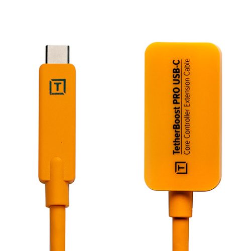 Close-up TetherBoost USB-C core controller extension cable